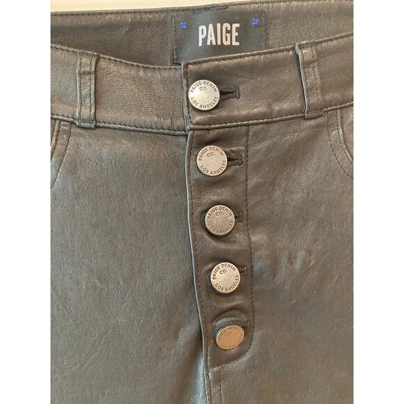 Paige Real Leather Button Fly Jeans Straight-Leg Pants Sz 28 ~ So 90s Edge - Picture 3 of 9